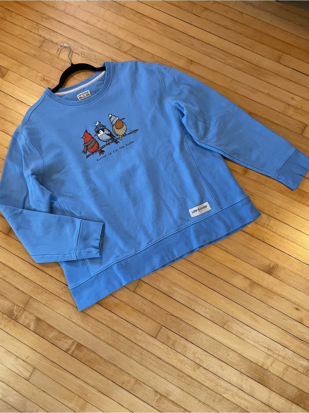 LIFE IS GOOD Women's Shady Winter is for the Birds Fleece Crewneck Sweatshirt